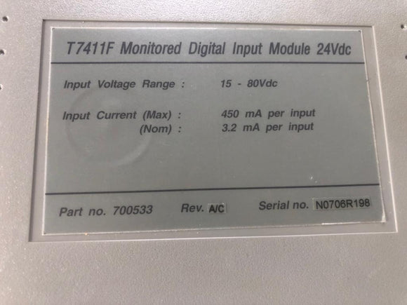 T7411F Monitored Digital Input Module 24Vdc