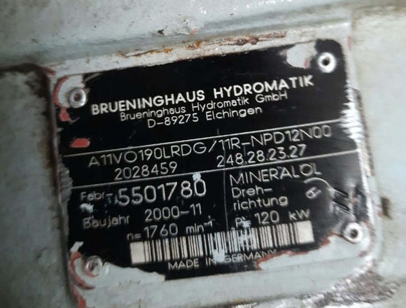 BRUENINGHAUS HYDROMATIK Axial Piston Variable Pump Type:A11VO190RDG/11R-NPD12N0